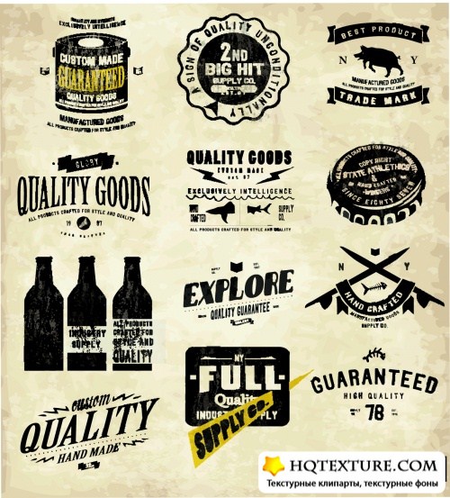 Grunge Style Labels Vector