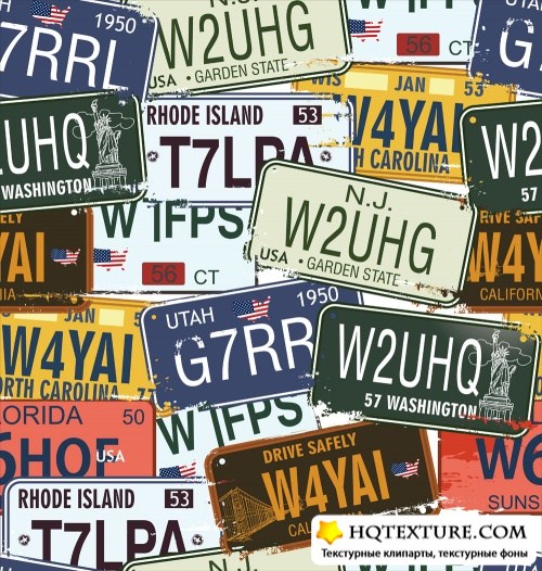 Retro auto licence plates