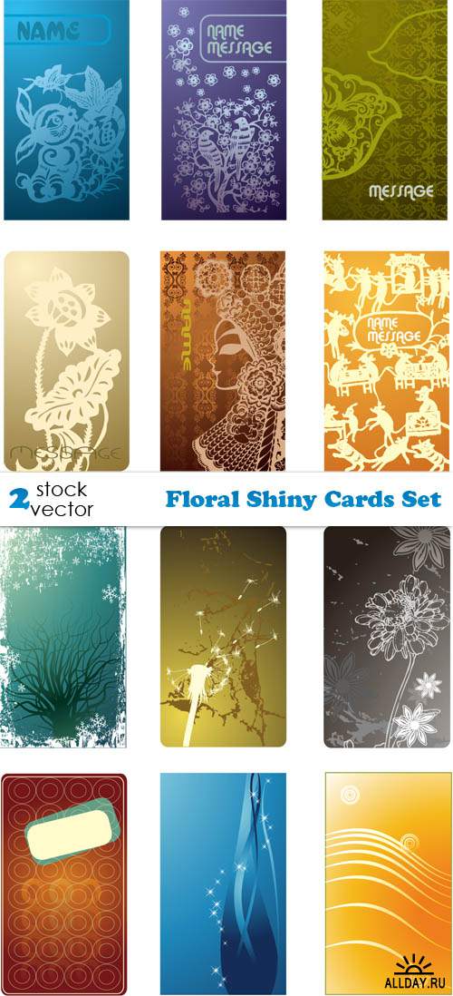   - Floral Shiny Cards Set