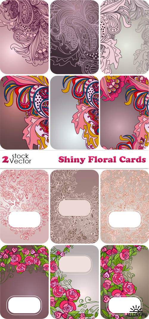 Vectors - Shiny Floral Cards