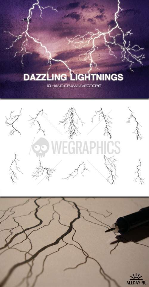 WeGraphics - Dazzling Lightnings vector set
