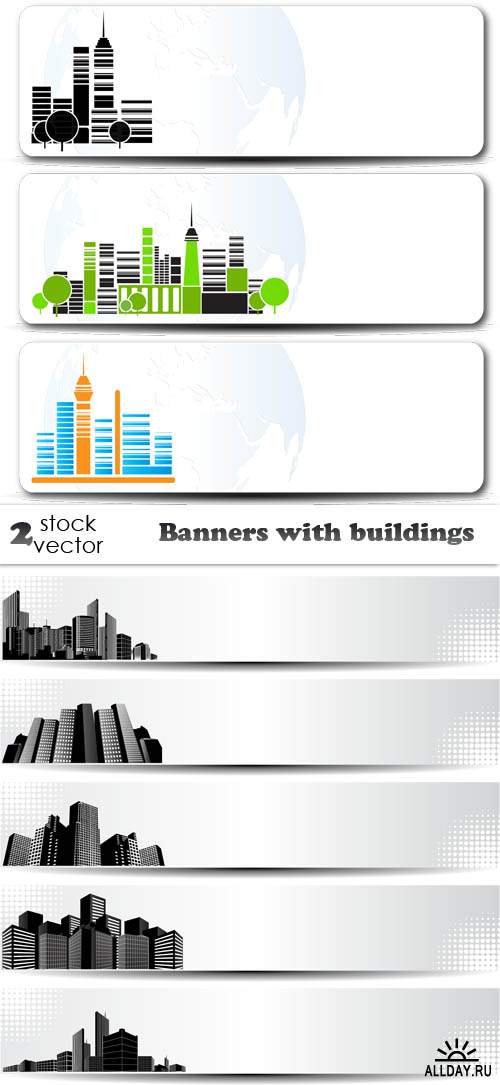   - Banners with buildings