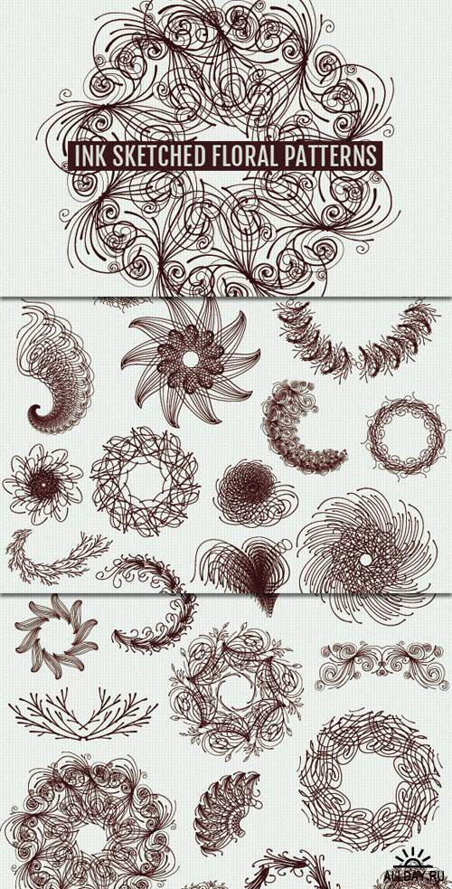 WeGraphics - 25 Ink Sketched Vector Florals