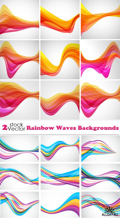Vectors - Rainbow Waves Backgrounds