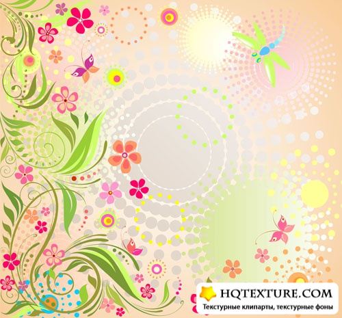  Stock Vector: Floral greeting card | Поздравительные открытки с цветочным фоном