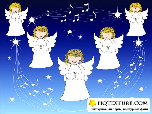 Stock vector: Angels vector christmas background