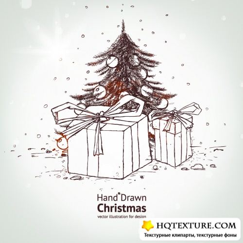 Stock: Hand drawn Christmas vector illustration for design