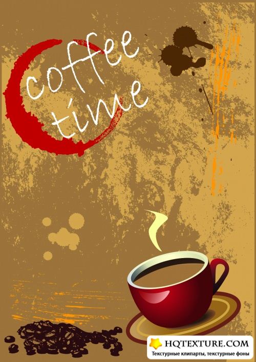 Stock: Grunge Coffee Background -Vector