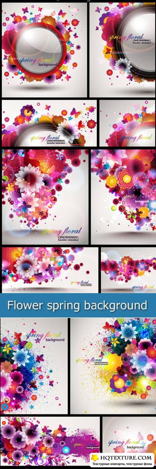 Flower spring background set