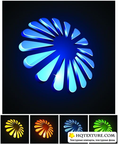 Colorful 3D Flowers Vector