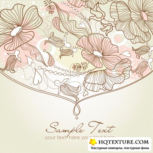 Floral Greeting Cards Vector