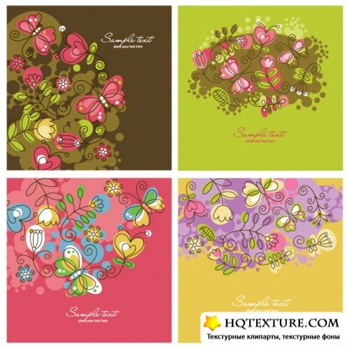 Stock Vector - Set of Floral Backgrounds