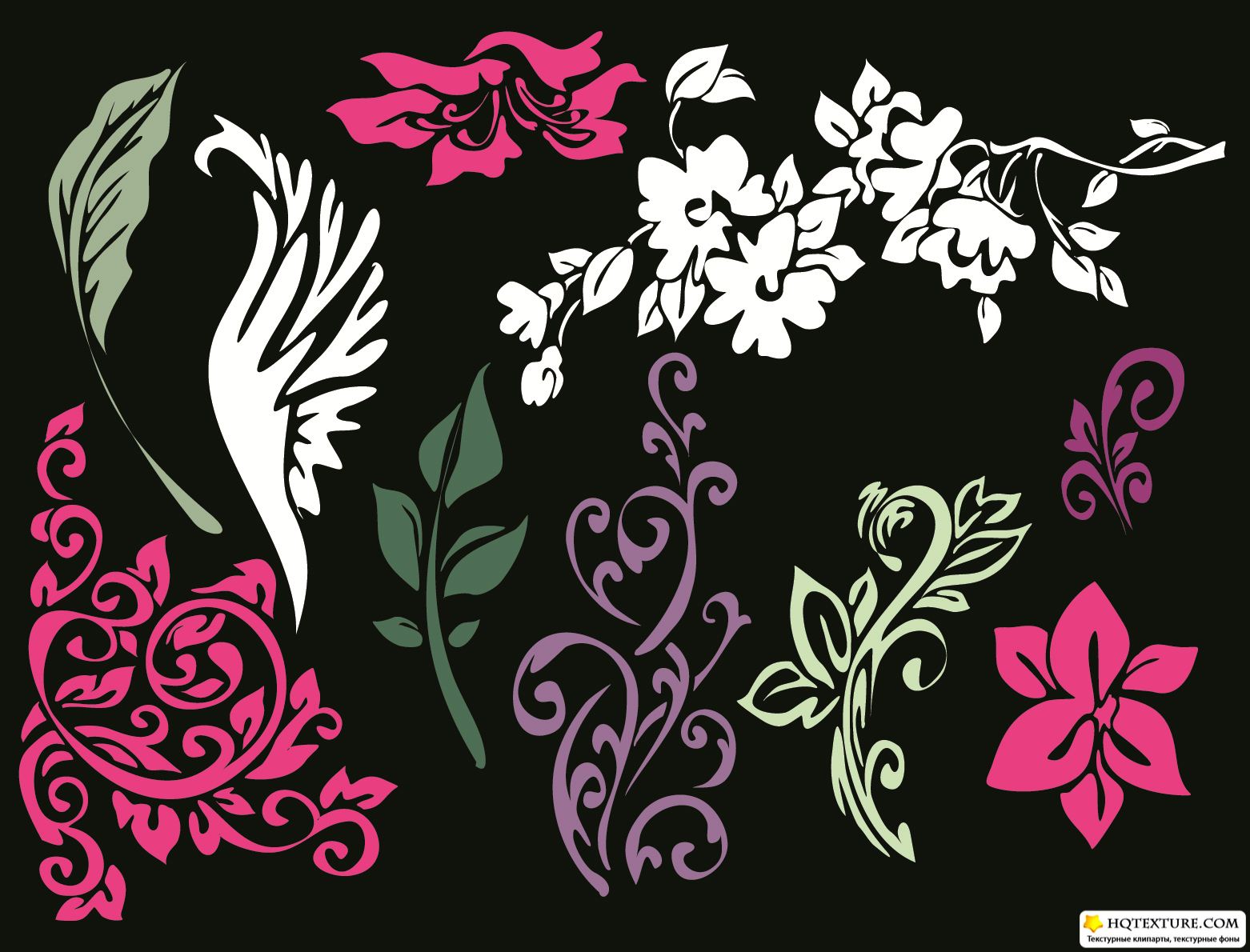 Flower Elements Vector » Векторные клипарты, текстурные фоны, бекграунды, AI, EPS, SVG