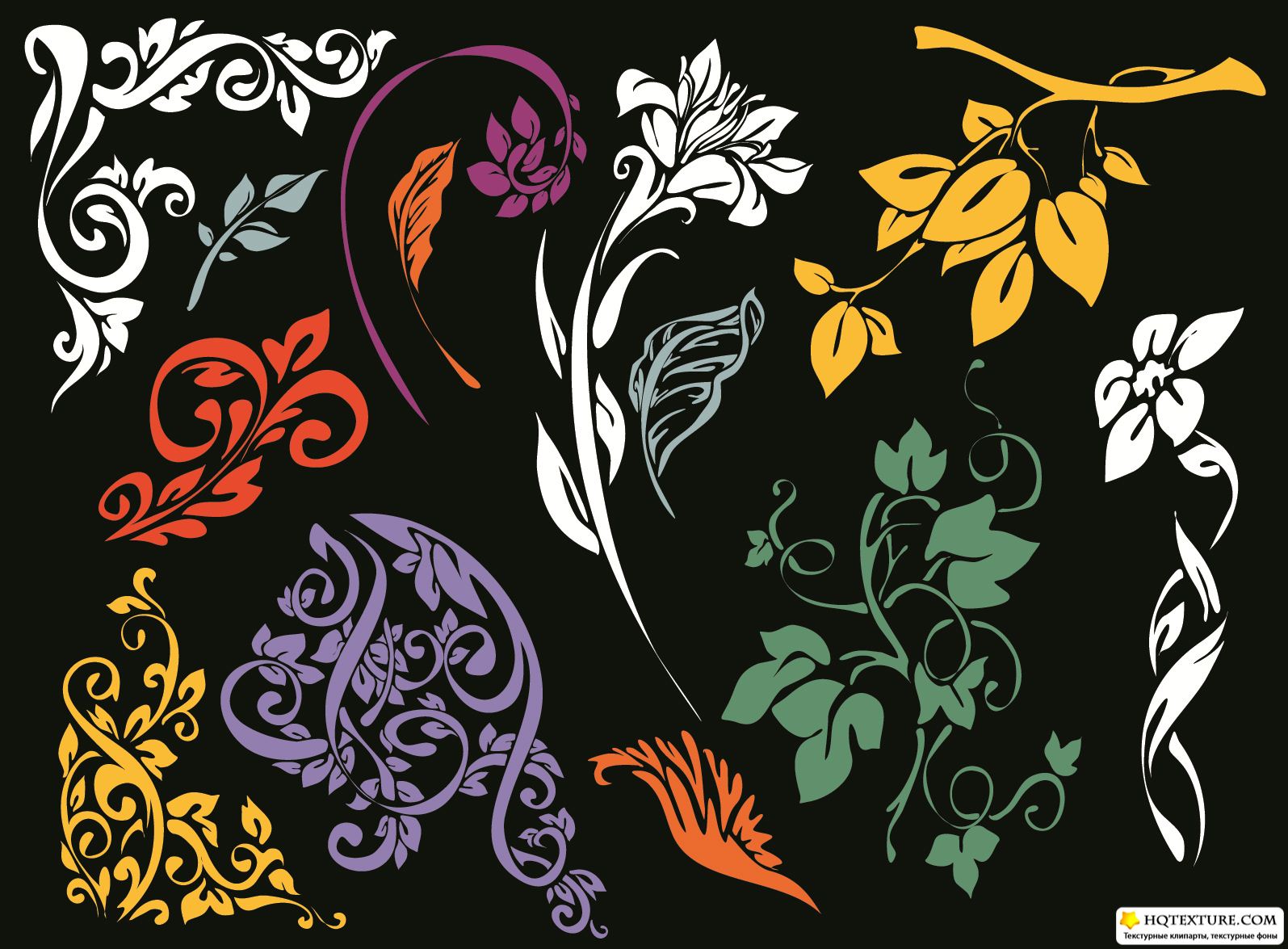 Download Flower Elements Vector » Векторные клипарты, текстурные фоны, бекграунды, AI, EPS, SVG