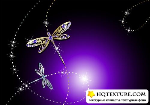 Fine jewelry dragonflies and puzzles Vector