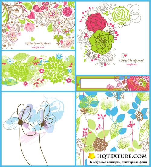 Floral retro banners