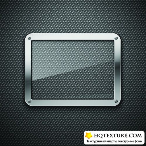 Metal Backgrounds with Glass Frame Vector