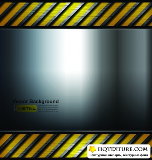 Metal Backgrounds with Warning Stripe Vector