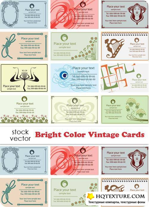 Векторный клипарт - Bright Color Vintage Cards