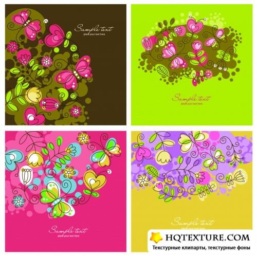 Vector Floral Greeting Cards