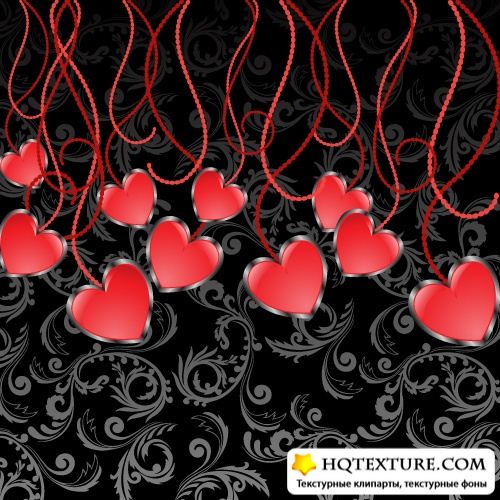 Hearts on a black background