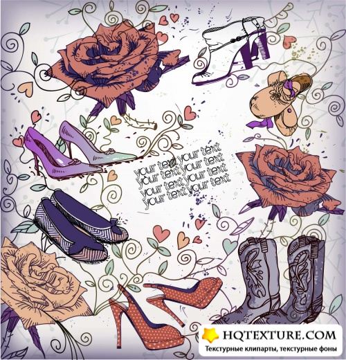 Background with flowers and fashion shoes