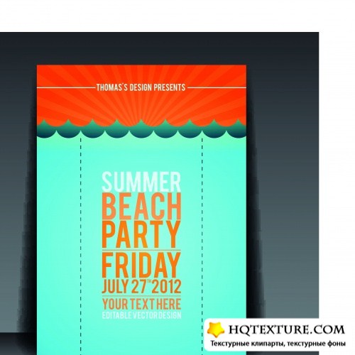     9 | Summer beach party flyer vector template set 9