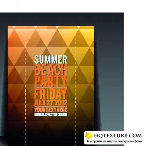     9 | Summer beach party flyer vector template set 9