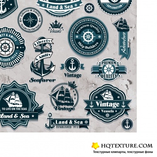 Nautical and gasoline labels set 