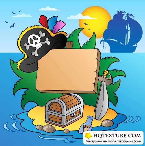 Stock: Pirate ship in sea