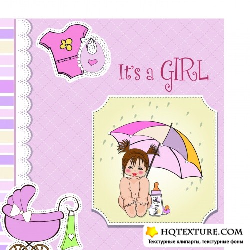 Детская открытка для мальчиков и для девочек | Postcard baby - girls and boys vector