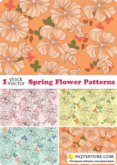 Spring Flower Patterns Vector