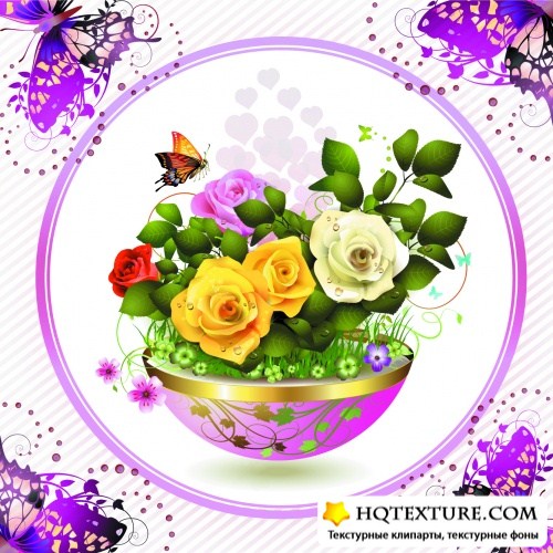 Roses Cards Vector 2