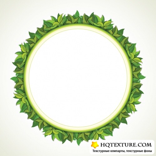        | Green leaves round frame - Stock Vectors