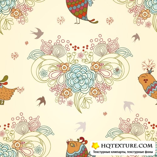 Seamless pattern with birds