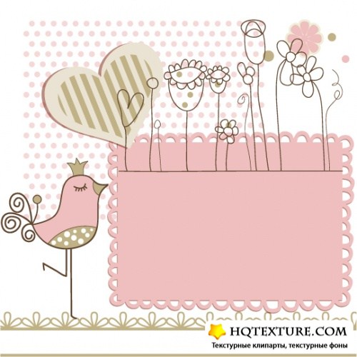 Backgrounds with bird and flowers
