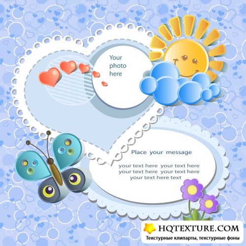 Stock: Vector baby card with scrapbook elements