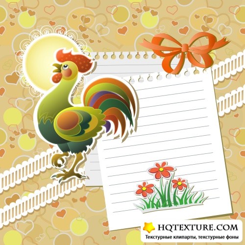 Stock: Vector baby card with scrapbook elements