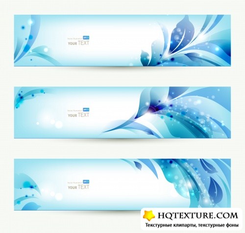 Blue floral banners