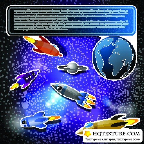 Космический клипарт | Space rockets planets and moon vector background