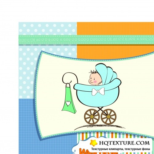    | Baby boy announcement card vector