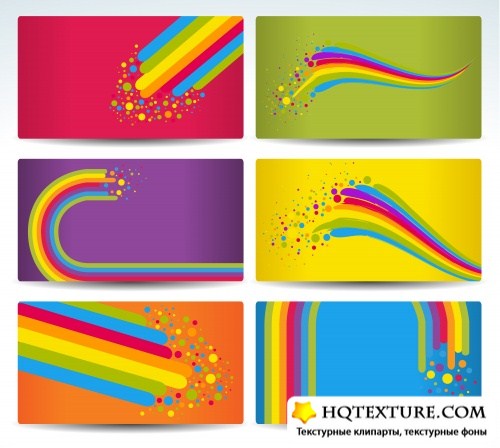 Stock: Cards with rainbow wave