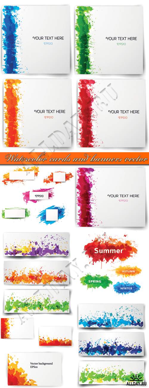     | Watercolor cards and banners vector