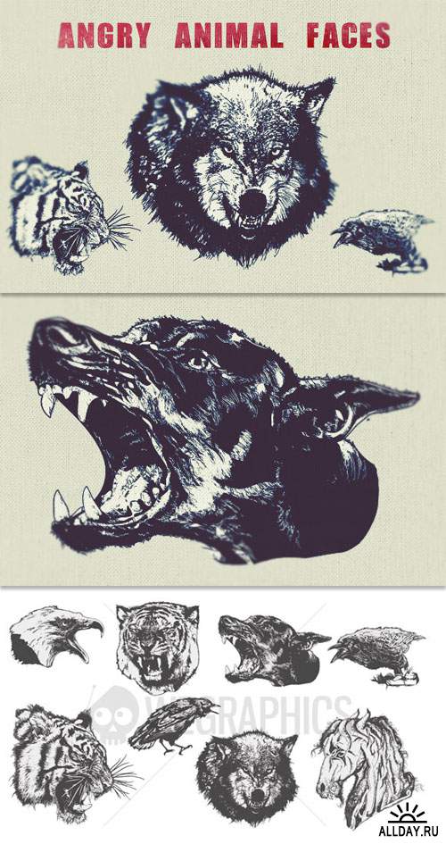 WeGraphics - Angry Animal Face Vectors