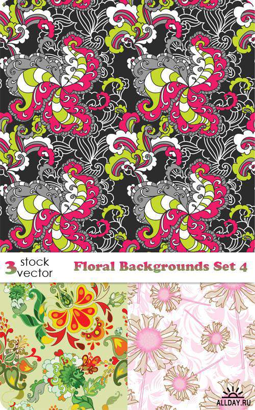Векторный клипарт - Floral Backgrounds Set 4