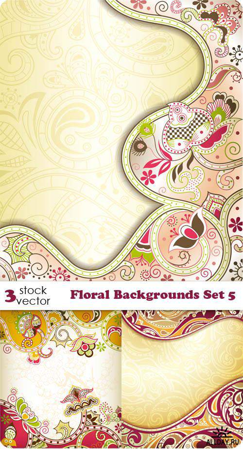 Векторный клипарт - Floral Backgrounds Set 5