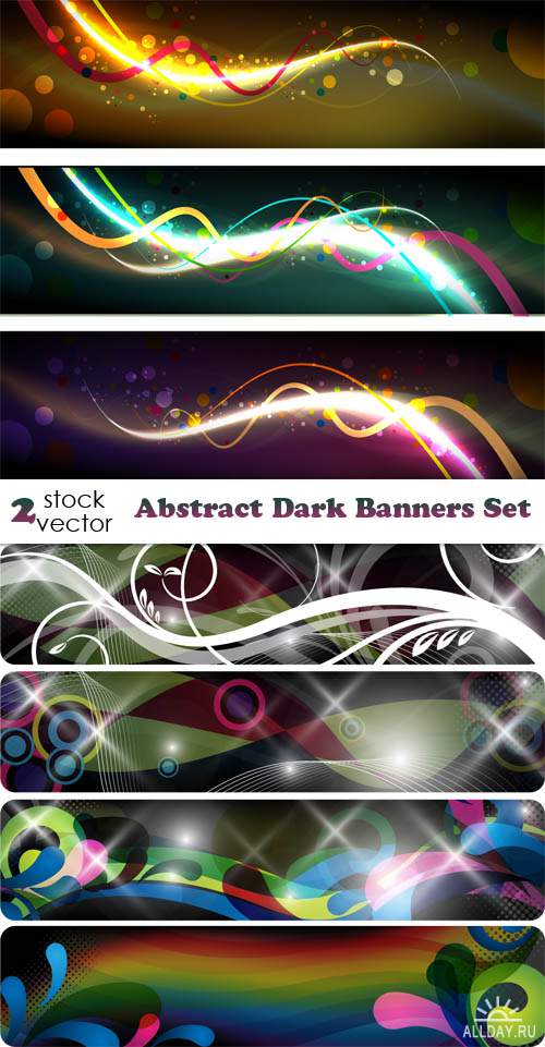 Векторный клипарт - Abstract Dark Banners Set