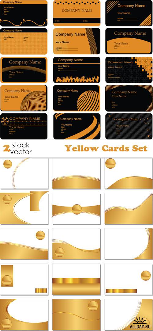 Векторный клипарт - Yellow Cards Set