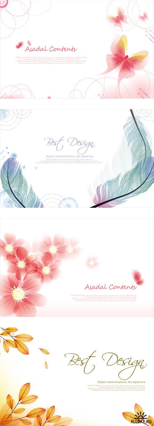 Abstract Vector Backgrounds with Flowers 1