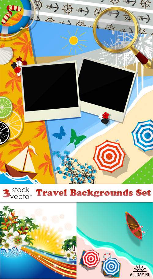 Векторный клипарт - Travel Backgrounds Set